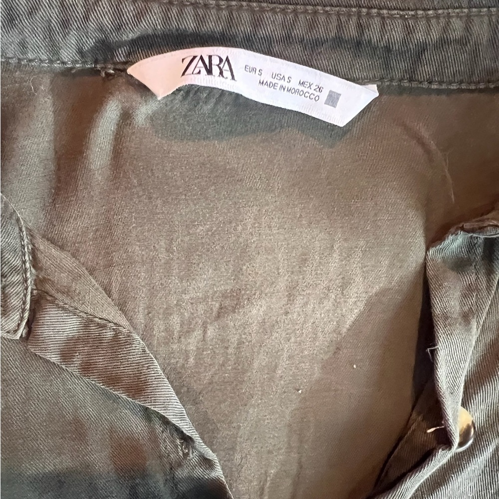 Zara Olive Green Tiered Babydoll Dress - Picture 2 of 5